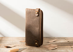 Cool Canvas Leather Mens Bifold Long Wallet Long Wallet for Men - iwalletsmen