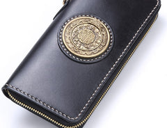 Handmade Leather Mens Chain Biker Wallet Cool Leather Wallet Long Phone Wallets for Men