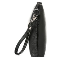 Black Leather Mens Wristlet Wallet Bag Zipper Clutch Wallet For Men - iwalletsmen