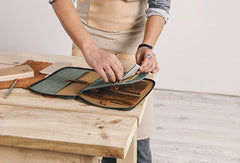 Gray Canvas Leather Mens Large Clutch Wallet Zipper Wristlet Bag Purse for Men - iwalletsmen