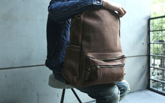 Vintage Coffee Leather Mens Backpacks Travel Backpacks Laptop Backpack for men - iwalletsmen