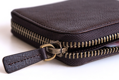 Genuine Leather Mens Cool billfold Leather Wallet Men Small Zipper Wallets Bifold for Men - iwalletsmen