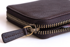 Genuine Leather Mens Cool billfold Leather Wallet Men Small Zipper Wallets Bifold for Men