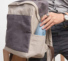 Canvas Gray Mens Cool Backpack Canvas Travel Bag Canvas School Bag for Men - iwalletsmen