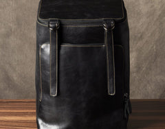 Genuine Leather Mens Cool Backpack Sling Bag Large Black Travel Bag Hiking Bag for men