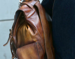 Handmade Cool Leather Mens Backpack Travel Backpacks Laptop Backpack for men - iwalletsmen
