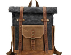 Waxed Canvas Leather Mens Travel Backpacks Canvas Backpack Canvas School Backpack for Men - iwalletsmen