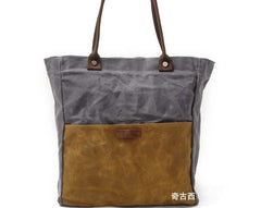 Mens Waxed Canvas Tote Bag Canvas Shopper Bag Canvas Shoulder Bag for Men - iwalletsmen