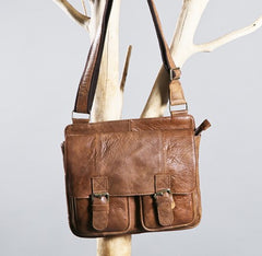 Vintage Brown Cool Leather Mens Messenger Bag Shoulder Bags for Men - iwalletsmen