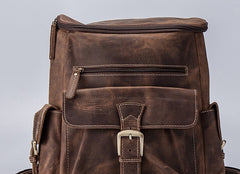 Vintage Cool Leather Mens Backpack Large Travel Bag Hiking Bag for men - iwalletsmen