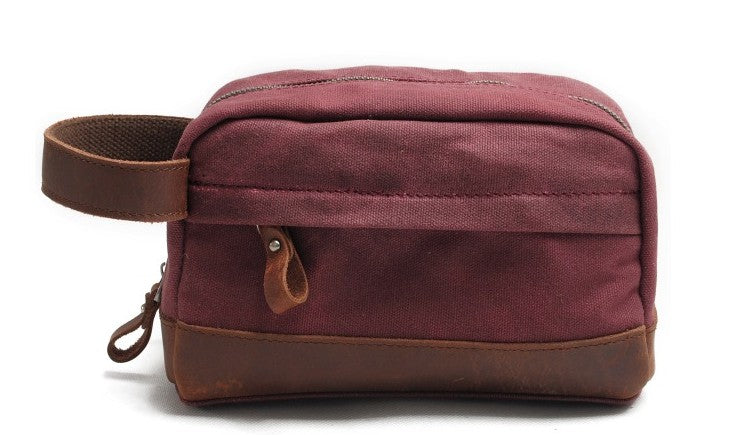 Cool Waxed Canvas Leather Mens Wristlet Bag Vintage Clutch Zipper Bag for Men - iwalletsmen