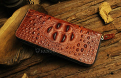 Handmade Leather Mens Cool Zipper Phone Travel Long Wallet Card Holder Card Slim Clutch Wallets for Men