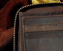 Cool Leather Mens Zipper Small Wallet Front Pocket Wallet for Men - iwalletsmen