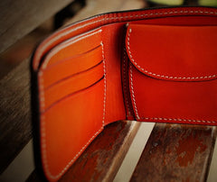 Handmade Leather Bifold Mens billfold Wallet Cool Slim Wallet Biker Wallet for Men