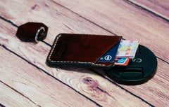 Coffee Leather Mens Slim Front Pocket Wallets Leather Card Wallet for Men - iwalletsmen