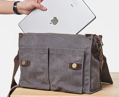 Mens Canvas Gray Cool Side Bag Messenger Bag Canvas Shoulder Bag for Men - iwalletsmen