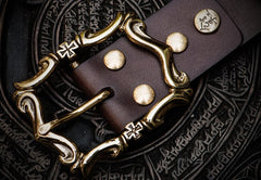 Handmade Genuine Leather Mens Tooled Tiger Belt Custom Cool Leather Men Black Belt for Men