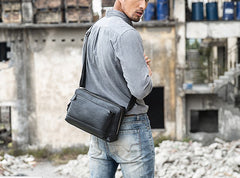 Black Brown Cool Leather Mens Shoulder Bags Messenger Bags for Men - iwalletsmen