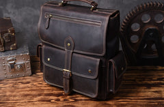 Handmade Leather Mens Cool Backpack Messenger Bag Briefcase Work Bag Business Bag for men