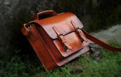 Handmade Leather Cool Mens Brown Briefcase Messenger Bag School Bag for men - iwalletsmen