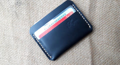Black Leather Mens Slim Front Pocket Wallets Leather Cards Wallet for Men - iwalletsmen