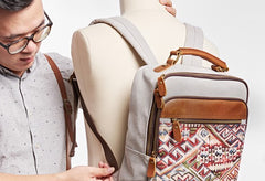 Vintage Canvas Gray Mens Backpack Canvas Travel Bag Canvas School Bag for Men - iwalletsmen