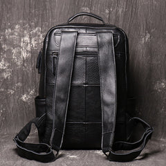 14'' Brown Leather Mens Backpack Laptop Rucksack Vintage School Backpack For Men