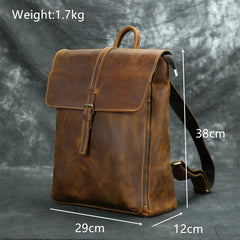 14'' Leather Mens Laptop Backpack Satchel Backpack 14'' Travel Rucksack 14'' School Backpack For Men