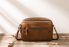 Small Cool Leather Mens Messenger Bags Shoulder Bag  for Men - iwalletsmen