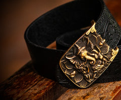 Handmade Genuine Leather Mens Belt Custom Cool Leather Men Black Belt for Men