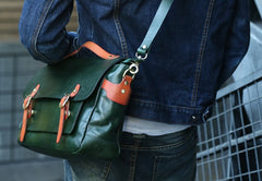 Green Leather Mens Briefcase Messenger Bag Handbag Shoulder Bag for men - iwalletsmen
