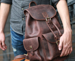 Cool Mens Leather Backpacks Travel Backpacks Laptop Backpacks for Men - iwalletsmen