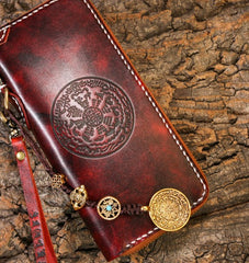 Handmade Leather Mens Chain Biker Wallet Cool Leather Wallet Long Phone Wallets for Men