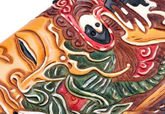 Handmade Leather Buddha&Demon Mens Chain Biker Wallet Cool Leather Wallet With Chain Wallets for Men