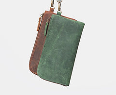 Cool Leather Mens Wristlet Wallet Vintage Clutch Zipper Wallet for Men - iwalletsmen