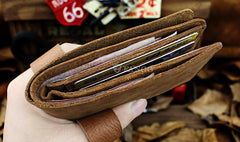 Handmade Leather Mens Cool Slim Leather Wallet Men billfold Wallets Bifold for Men