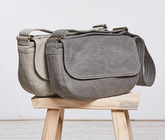 Mens Canvas Gray Cool Messenger Bag Side Bag Shoulder Bag for Men - iwalletsmen