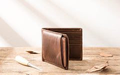Cool Leather Mens Small Wallets Bifold Vintage billfold Wallets for Men - iwalletsmen