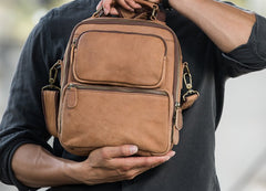 Cool Leather Brown Small Mens Messenger Bag Vintage Shoulder Bag  for Men - iwalletsmen