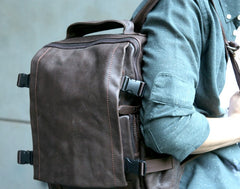 Cool Coffee Mens Leather Backpack Travel Backpacks Laptop Backpack for men - iwalletsmen