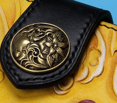 Handmade Leather Quan yin Buddha Mens Chain Biker Wallet Cool Leather Wallet With Chain Wallets for Men