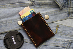 Leather Mens Slim Front Pocket Wallets Coffee Leather Cards Wallet for Men - iwalletsmen