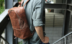 Cool Leather Mens Backpack Travel Backpack Vintage Laptop Backpack for men - iwalletsmen