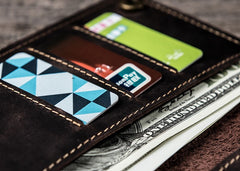 Vintage Leather Long Wallets for men Bifold Men Long Wallet - iwalletsmen
