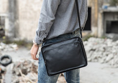 Black Cool Leather Mens Shoulder Bags Messenger Bags for Men - iwalletsmen