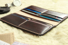 Vintage Leather Coffee Bifold Mens Long Wallet Leather Long Wallets for Men - iwalletsmen