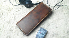 Vintage Coffee Leather Bifold Mens Long Wallet Leather Long Wallets for Men - iwalletsmen