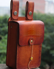 Handmade Leather Belt Pouch Mens Brown Waist Bag CIGARETTE Pouch for Men - iwalletsmen