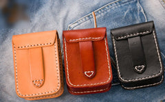 Handmade Leather Mens Leather Cigarette Case Cigarette Box Lighter Pocket Tobacco Pouch - iwalletsmen