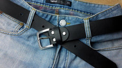 Black Handmade Leather Mens Belt Leather Belt for Men - iwalletsmen